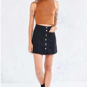 BDG Urban Outfitters Black Denim Button Front Skirt Women's Small Western Goth